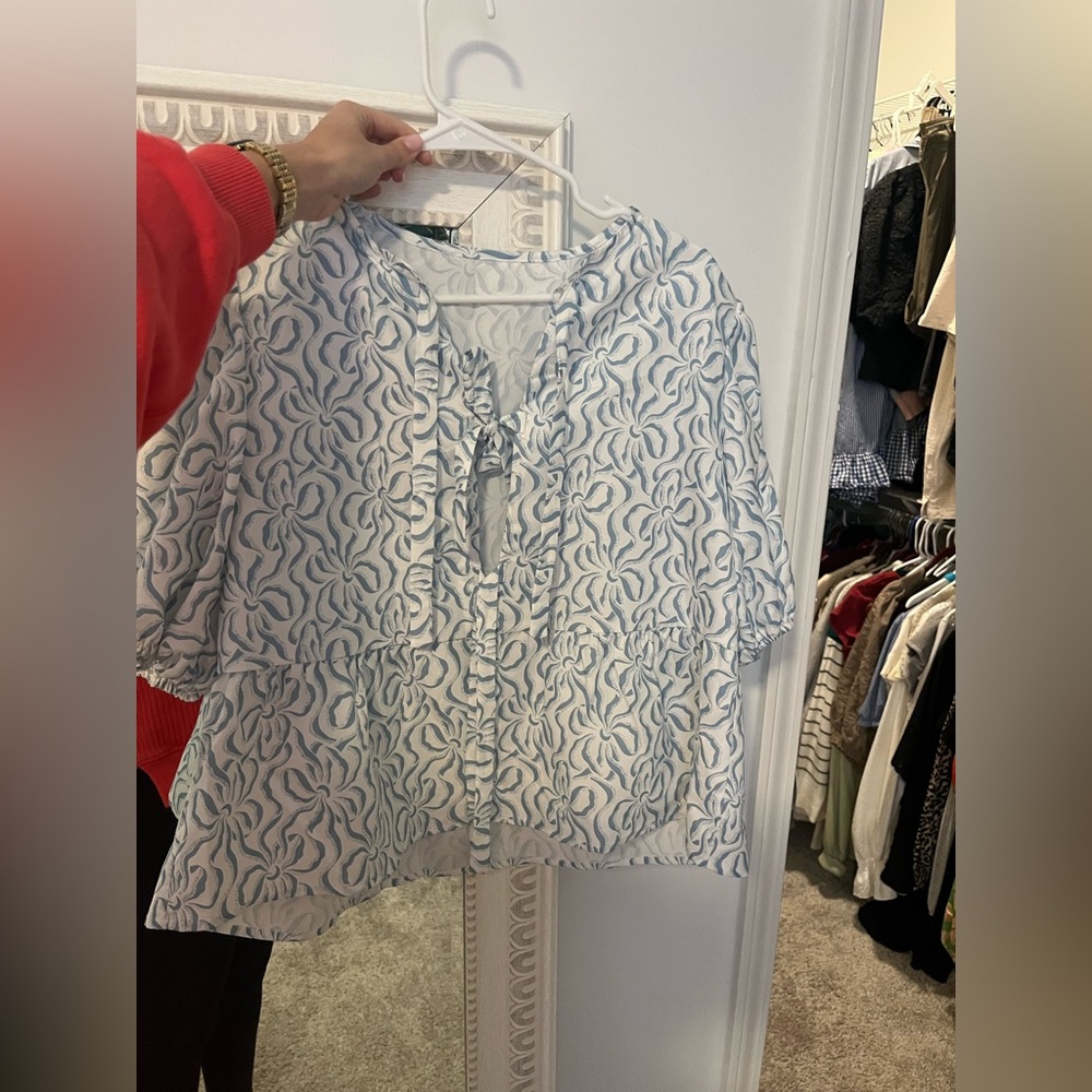 Blue Floral tie top